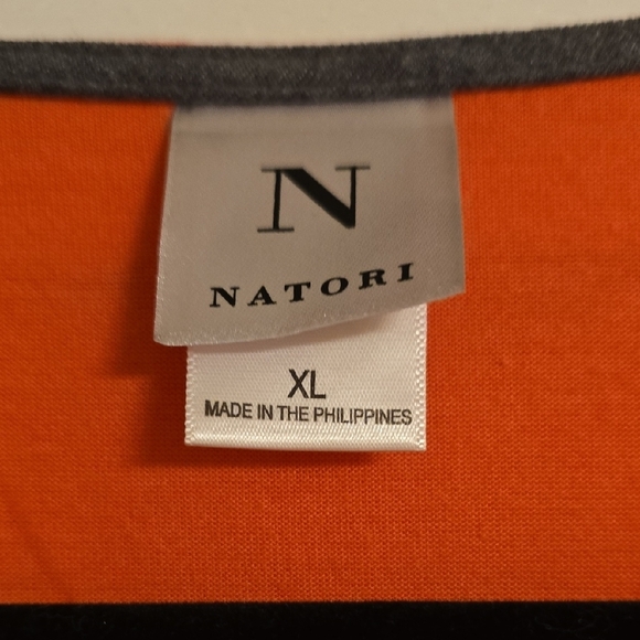 Natori Pink Orange 3/4 Sleeve Relaxed Tunic - Picture 2 of 11